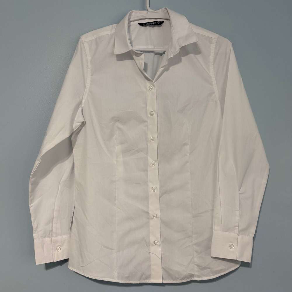 Dunnes Stores Women's 8 White Long Sleeve Button Down Shirt